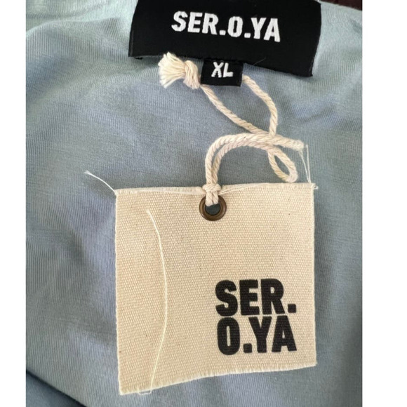 Ser.O.Ya Artemis Long Sleeved Crop Top in Gray Blue - Picture 10 of 12